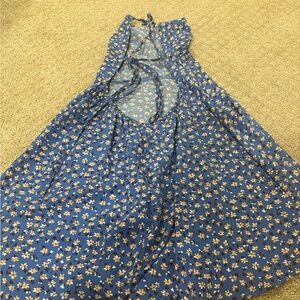 SHEIN Blue Floral Backless Dress